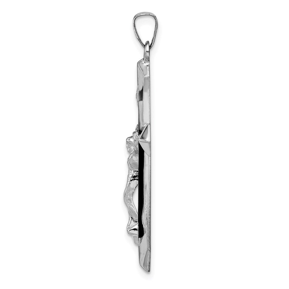 Million Charms 14K White Gold Themed Polished Inri Passion Relgious Crucifix Pendant