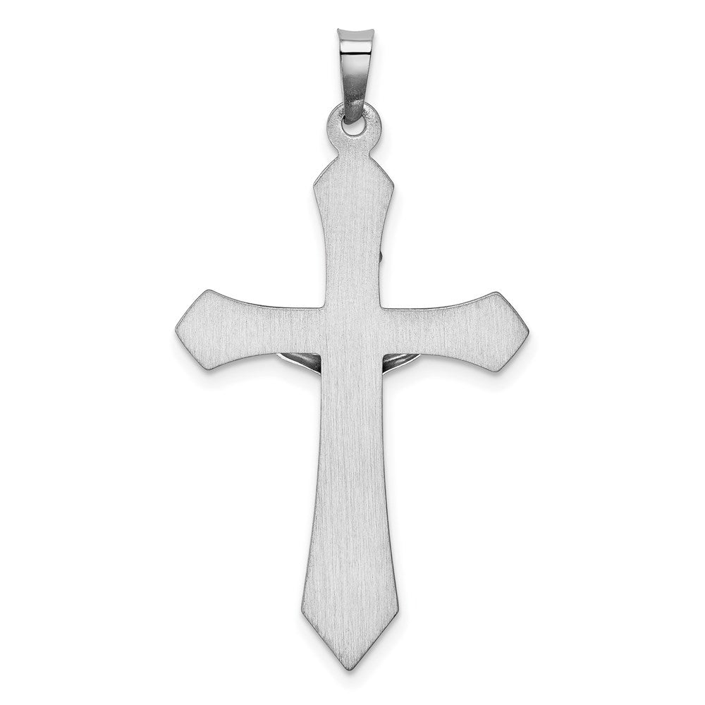 Million Charms 14K White Gold Themed Polished Inri Passion Relgious Crucifix Pendant