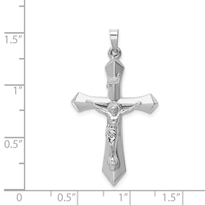 Million Charms 14K White Gold Themed Polished Inri Passion Relgious Crucifix Pendant