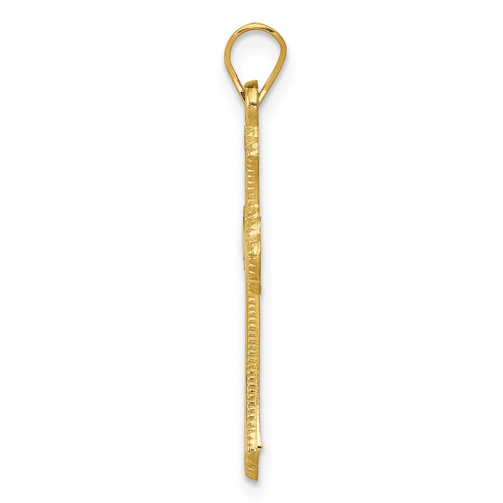 Million Charms 14K Yellow Gold Themed Budded Relgious Cross Pendant