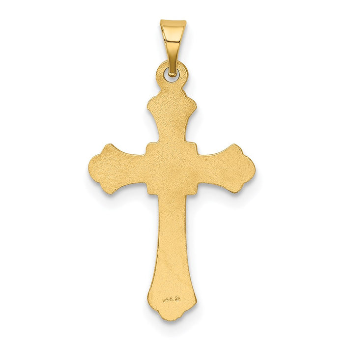 Million Charms 14K Yellow Gold Themed Budded Relgious Cross Pendant