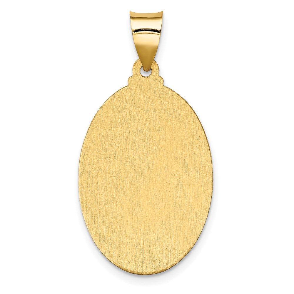 Million Charms 14K Yellow Gold Themed Polished & Satin Hollow Spanish Lady Of Guadalupe Medal Pendant
