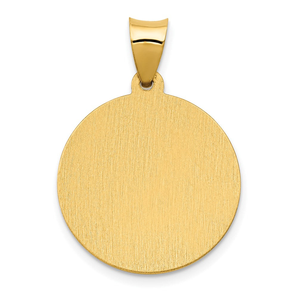 Million Charms 14K Yellow Gold Themed Polished & Satin Religious Saint Brigid Hollow Medal Pendant