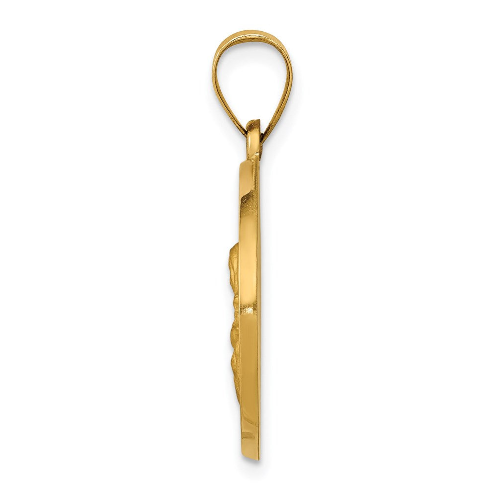 Million Charms 14K Yellow Gold Themed Polished & Satin Religious Saint Catherine Hollow Medal Pendant
