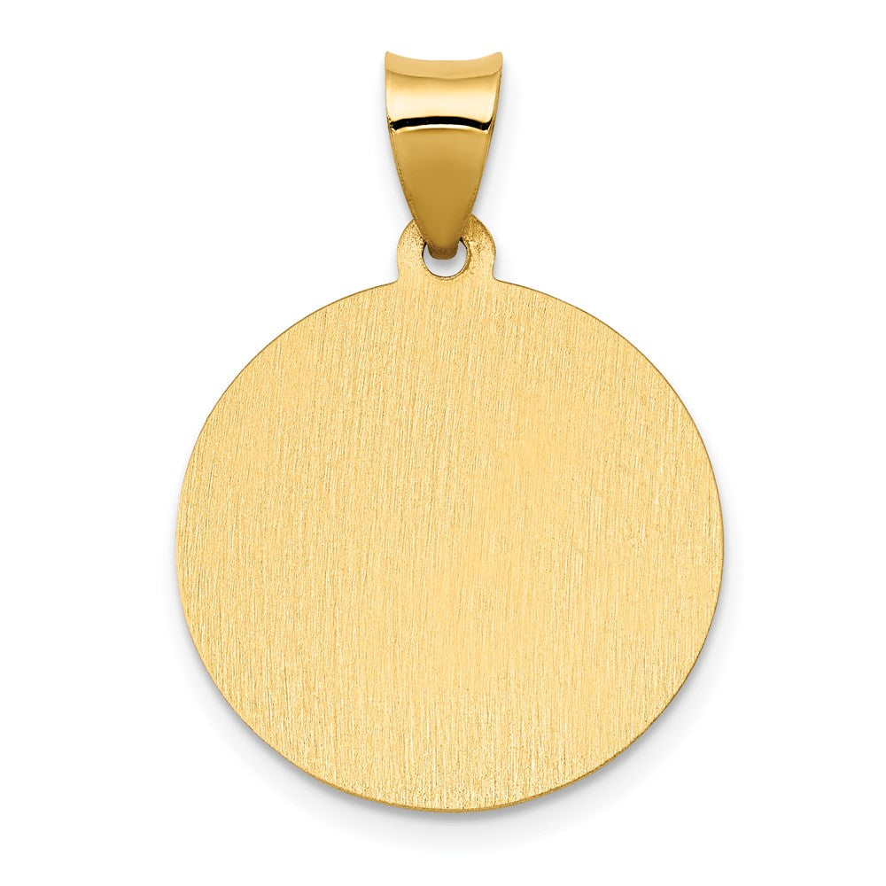 Million Charms 14K Yellow Gold Themed Polished & Satin Religious Saint Catherine Hollow Medal Pendant