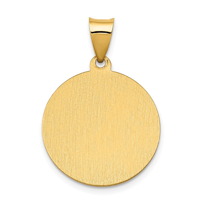 Million Charms 14K Yellow Gold Themed Polished & Satin Religious Saint Cecilia Hollow Medal Pendant