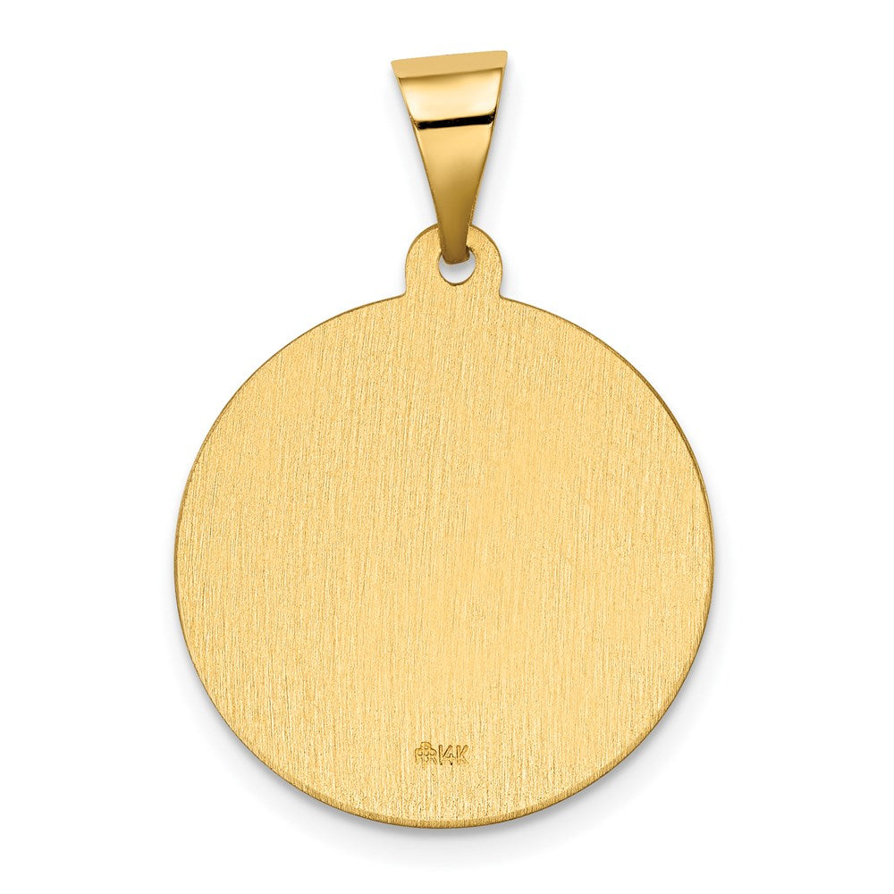 Million Charms 14K Yellow Gold Themed Polished & Satin Hollow Spanish Religious Saint Gabriel Medal Pendant