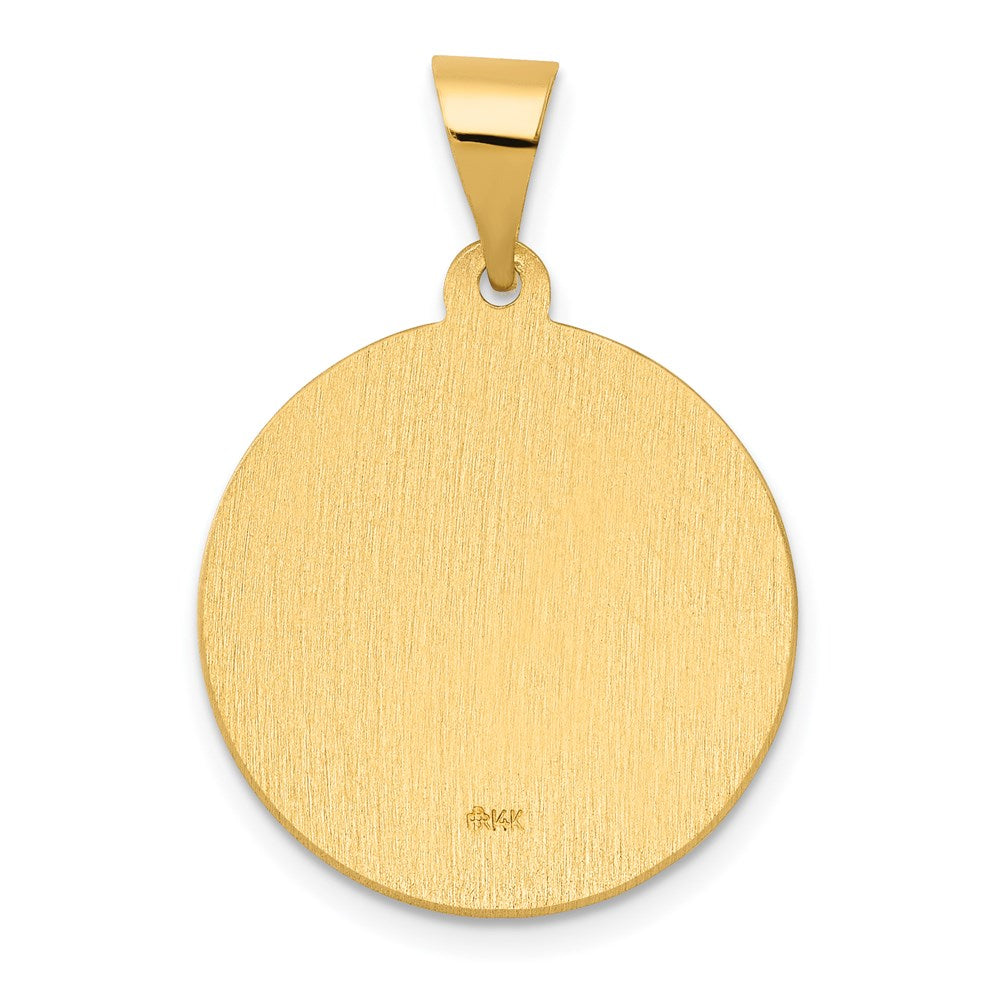 Million Charms 14K Yellow Gold Themed Polished & Satin Hollow Spanish Religious Saint Joseph Medal Pendant
