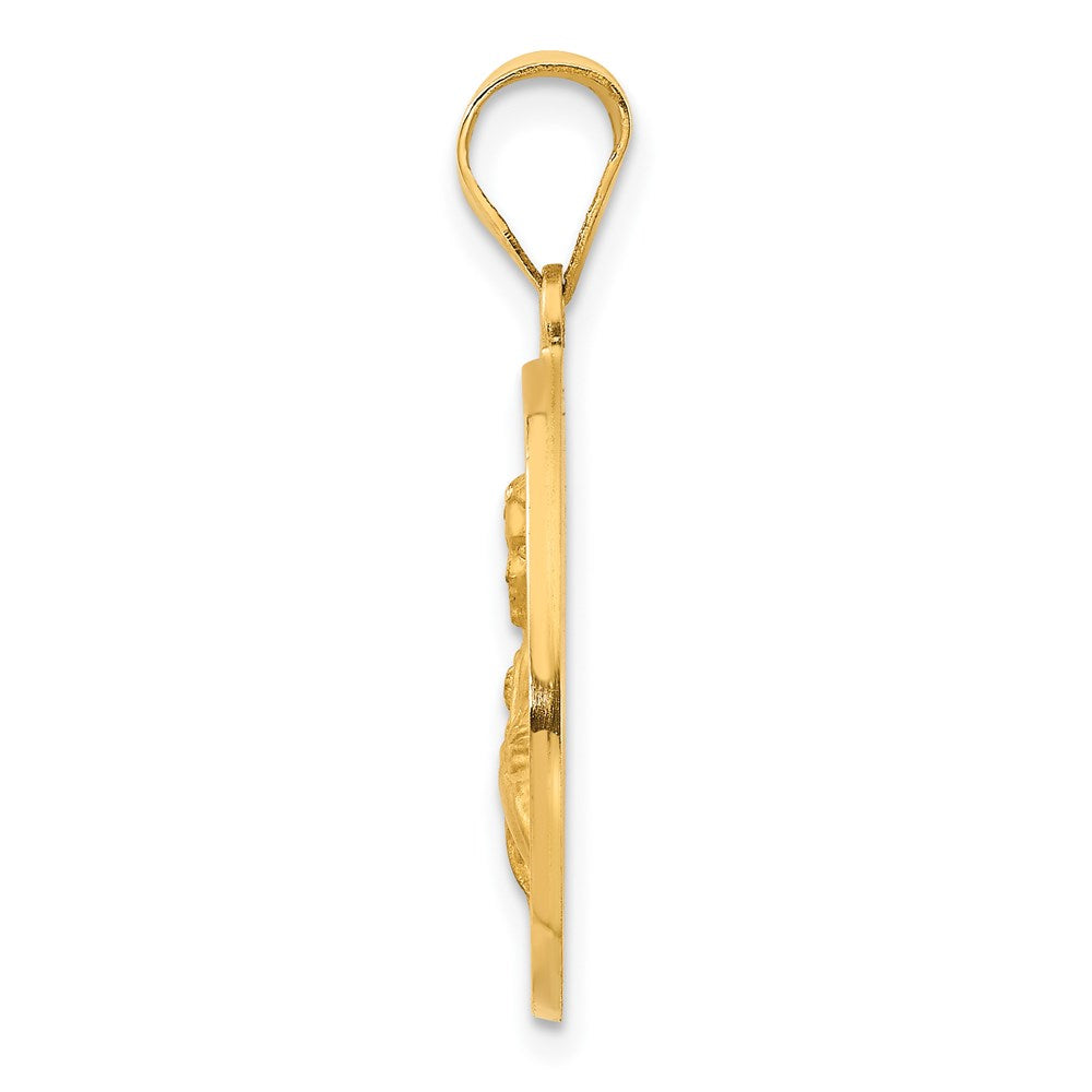 Million Charms 14K Yellow Gold Themed Polished & Satin Religious Saint Maria Goretti Hollow Medal Pendant