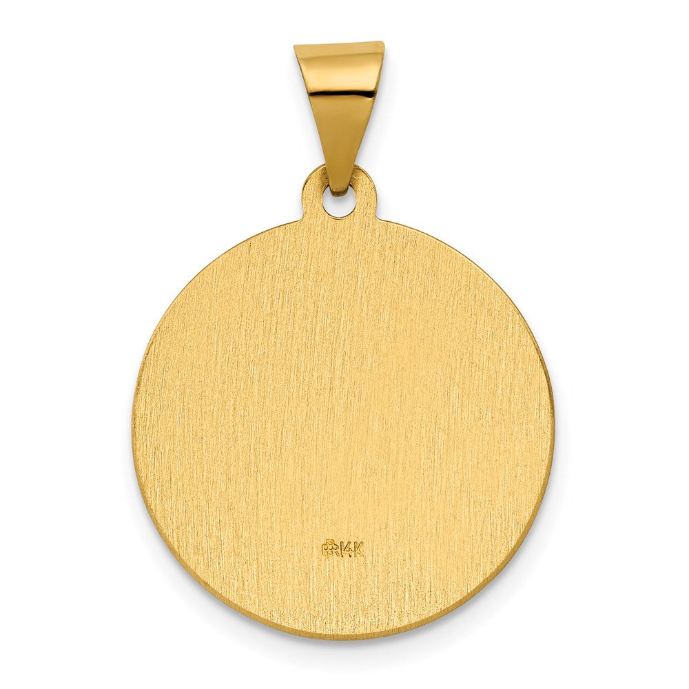 Million Charms 14K Yellow Gold Themed Polished & Satin Religious Saint Rita Hollow Medal Pendant