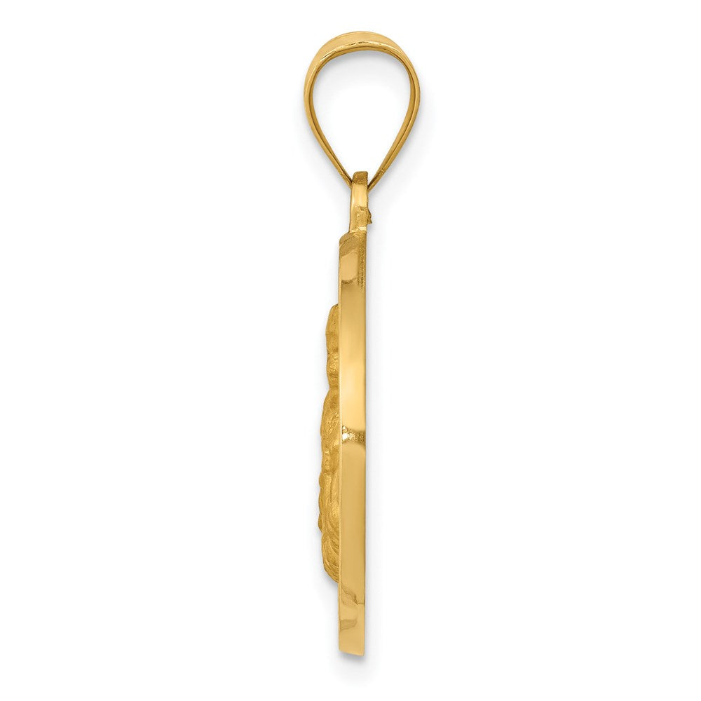 Million Charms 14K Yellow Gold Themed Polished & Satin Religious Saint Thomas More Hollow Medal Pendant
