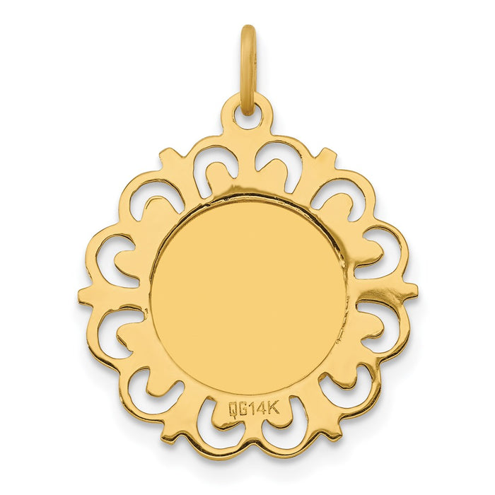Million Charms 14K Yellow Gold Themed Polished, Satin Spanish 1St Communion Medal Pendant