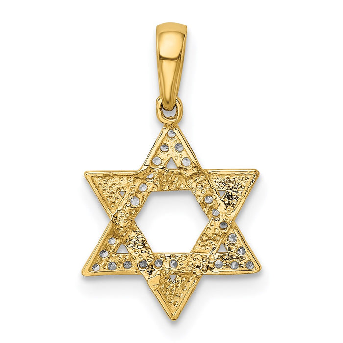 Million Charms 14K Yellow Gold Themed Polished (Cubic Zirconia) CZ Religious Jewish Star Of David Pendant
