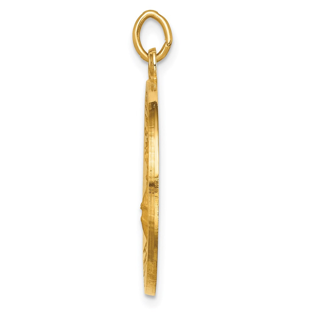 Million Charms 14K Yellow Gold Themed Solid Polished/Satin Round Religious Saint Florian Medal
