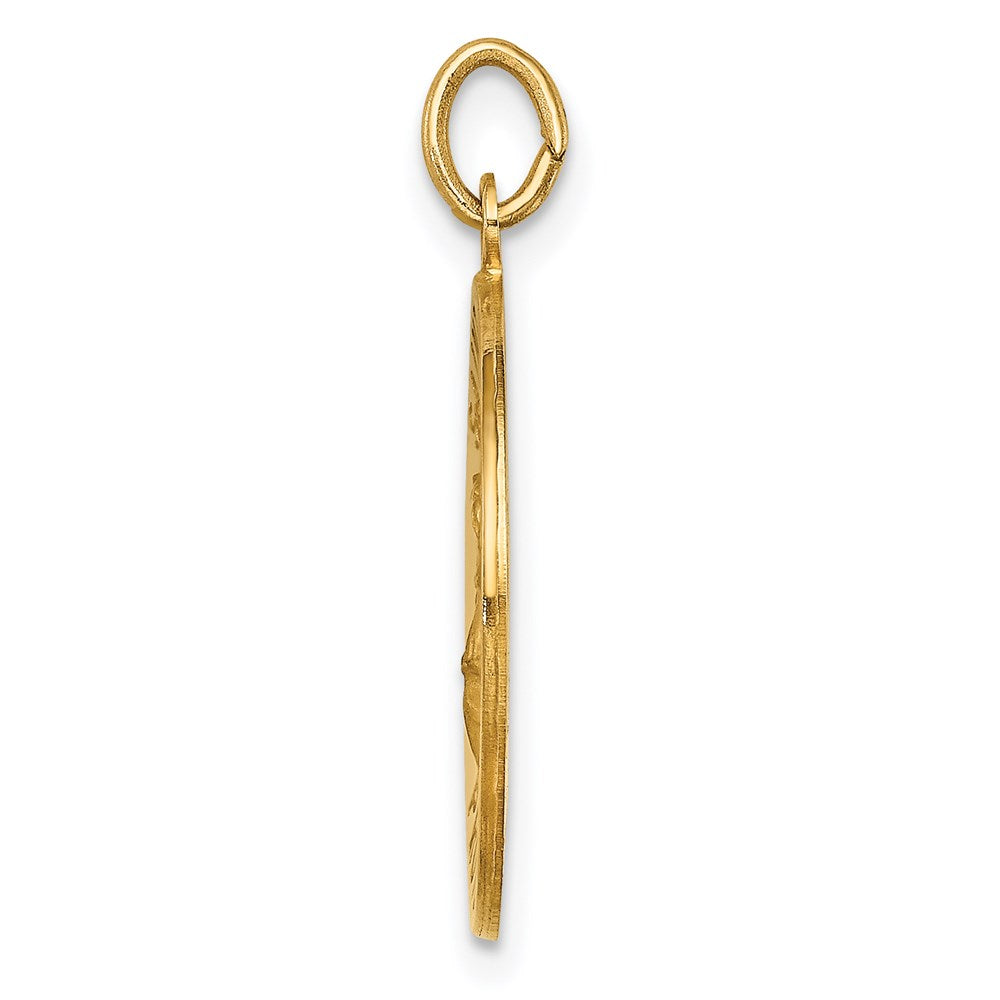 Million Charms 14K Yellow Gold Themed Solid Polished/Satin Medium Religious Saint Florian Medal