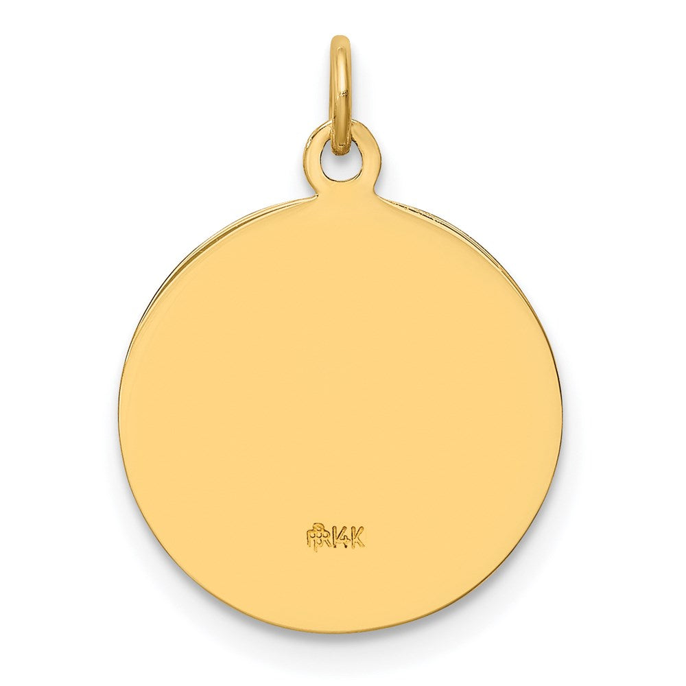 Million Charms 14K Yellow Gold Themed Solid Polished/Satin Small Round Religious Saint Michael Medal