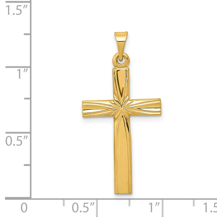 Million Charms 14K Yellow Gold Themed Polished Latin Relgious Cross Pendant