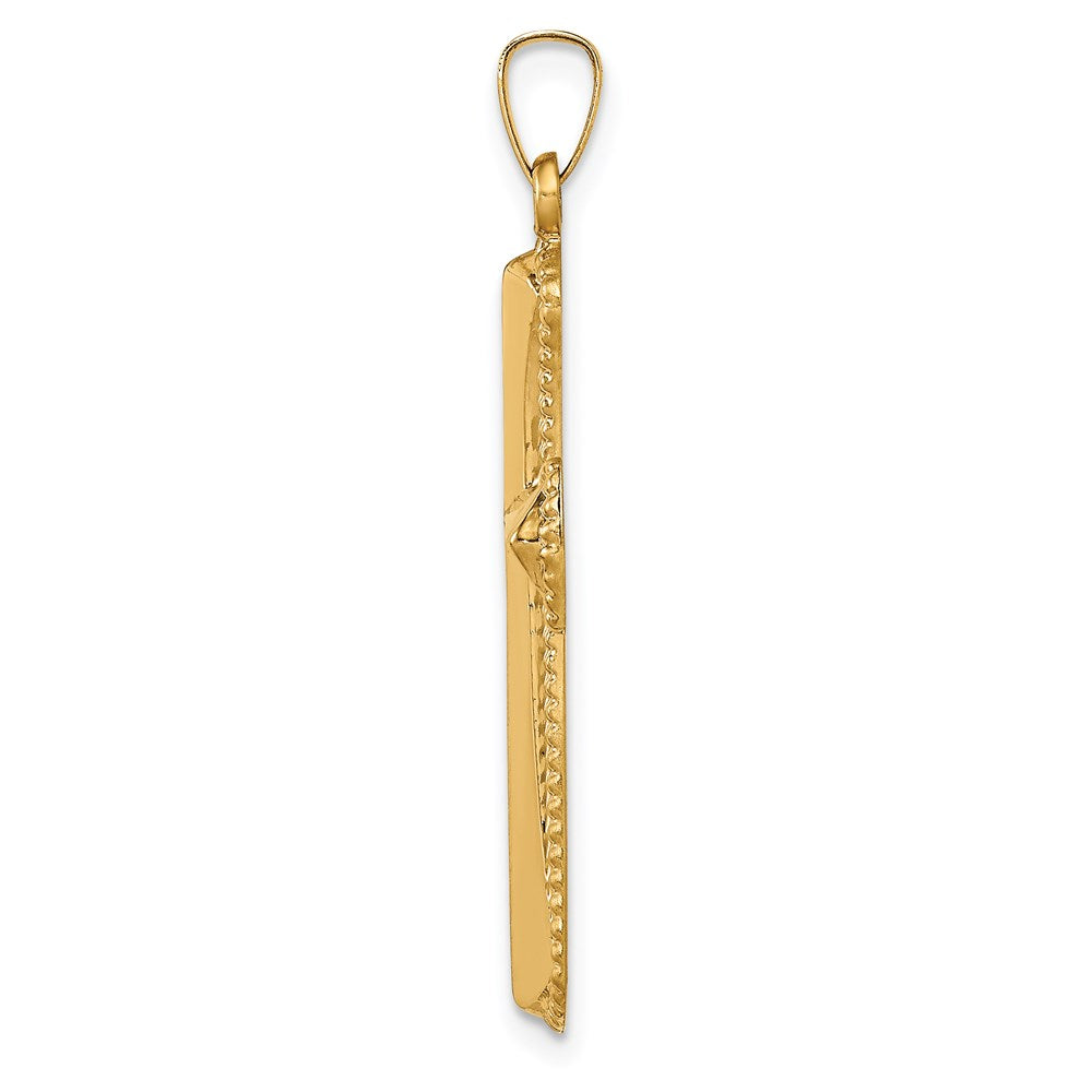 Million Charms 14K Yellow Gold Themed Hollow Polished Beaded Edge Cross