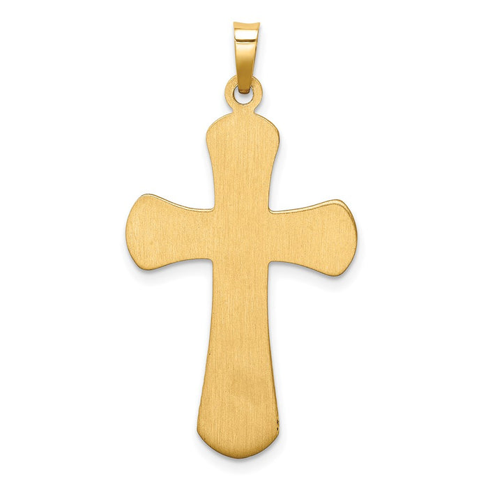 Million Charms 14K Yellow Gold Themed Hollow Polished Beaded Edge Cross