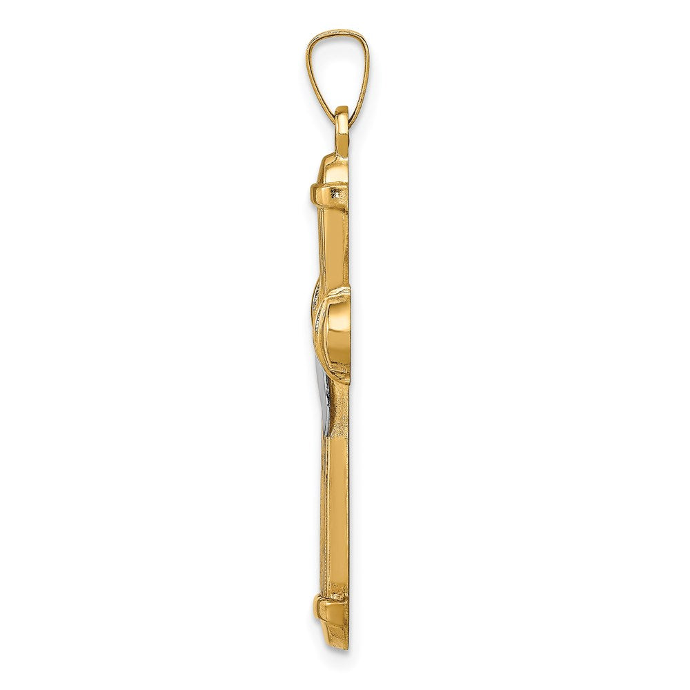 Million Charms 14K Two-Tone Hollow Polished Methodist Cross