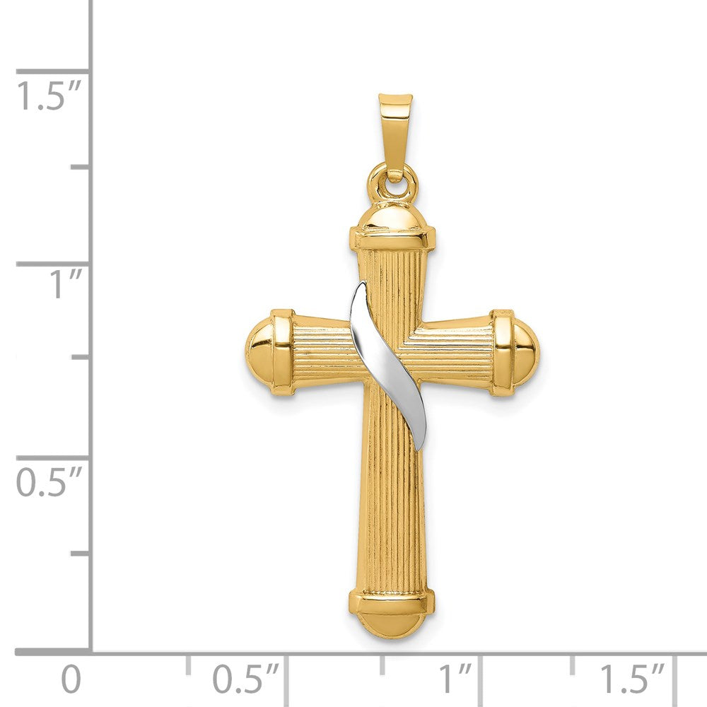 Million Charms 14K Two-Tone Hollow Polished Methodist Cross