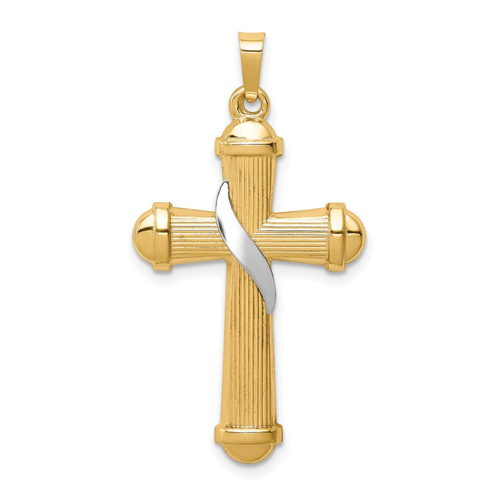 Million Charms 14K Two-Tone Hollow Polished Methodist Cross