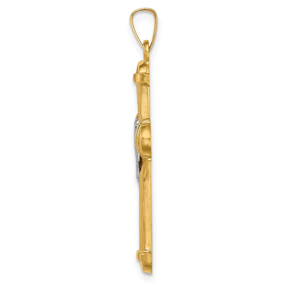 Million Charms 14K Two-Tone Hollow Polished Draped Cross