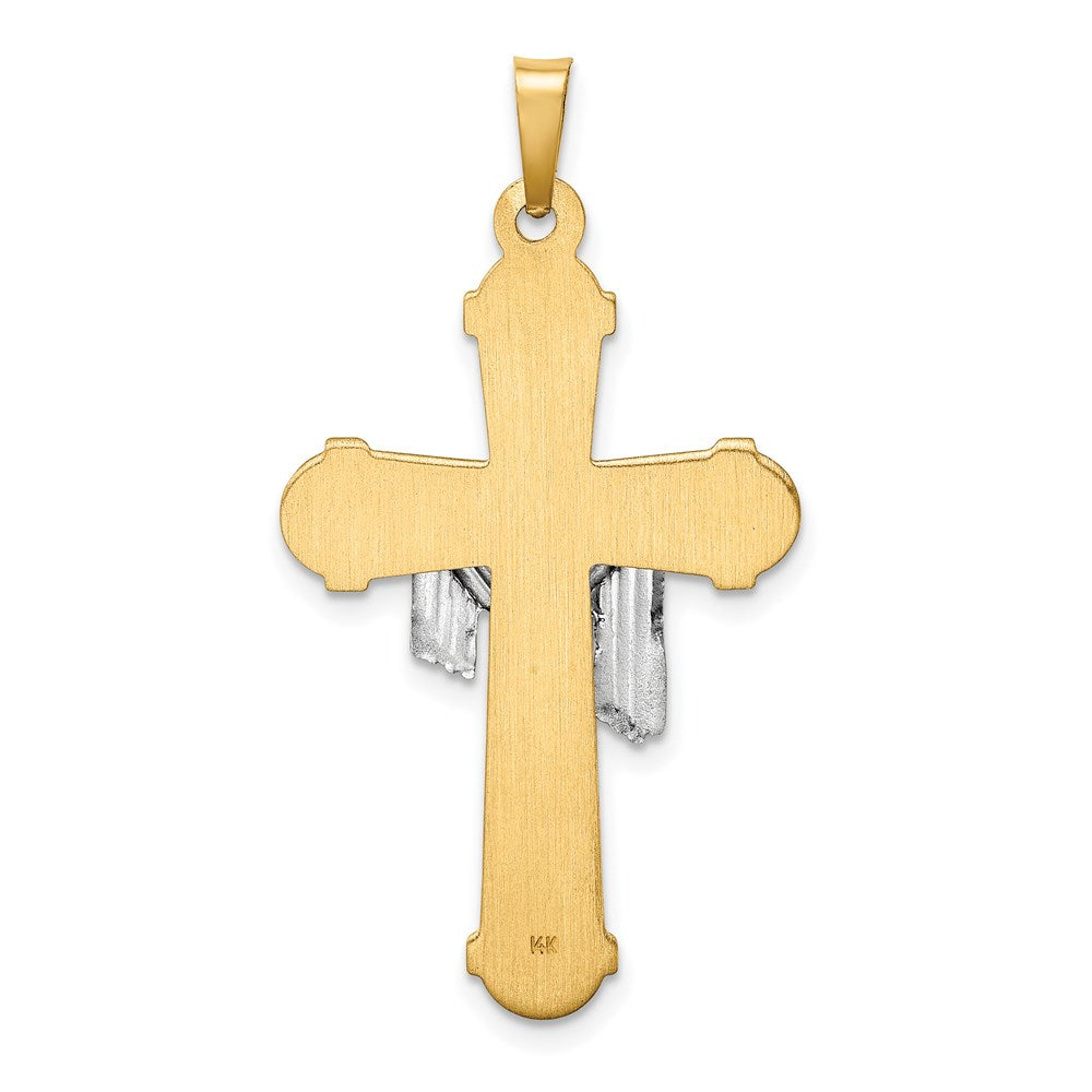 Million Charms 14K Two-Tone Hollow Polished Draped Cross
