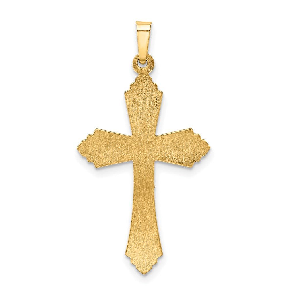 Million Charms 14K Two-Tone Hollow Polished Fleur De Lis Crucifix