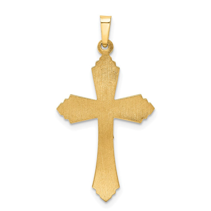 Million Charms 14K Two-Tone Hollow Polished Fleur De Lis Crucifix