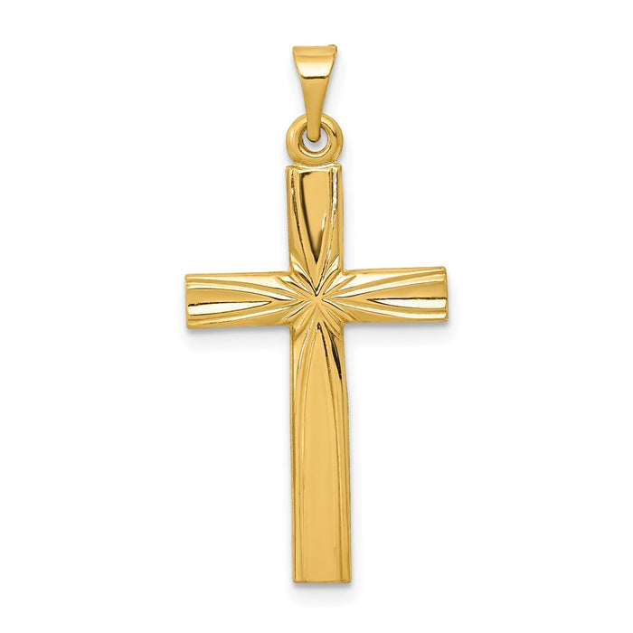 Million Charms 14K Yellow Gold Themed Polished Latin Relgious Cross Pendant