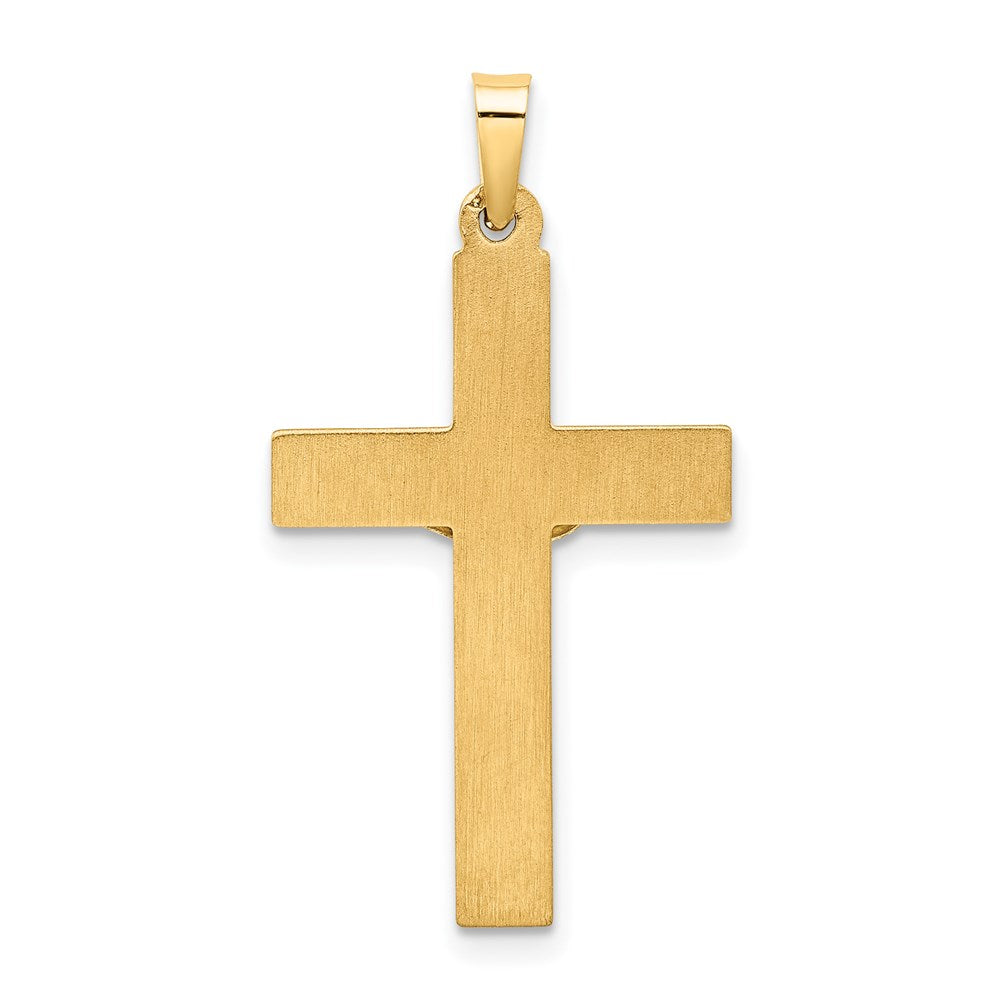 Million Charms 14K Two-Tone Hollow Polished Textured Latin Crucifix