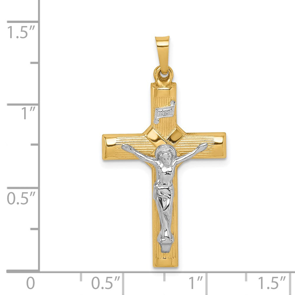 Million Charms 14K Two-Tone Hollow Polished Center X Crucifix