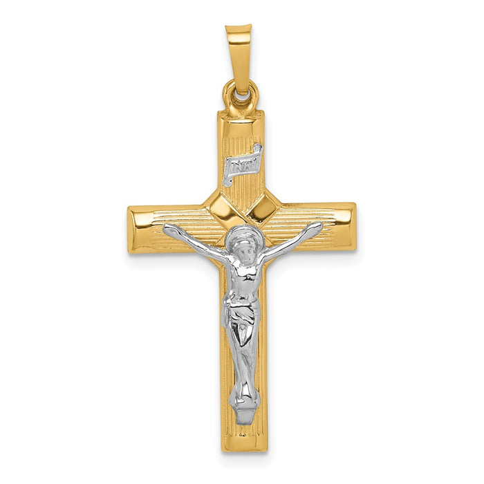 Million Charms 14K Two-Tone Hollow Polished Center X Crucifix