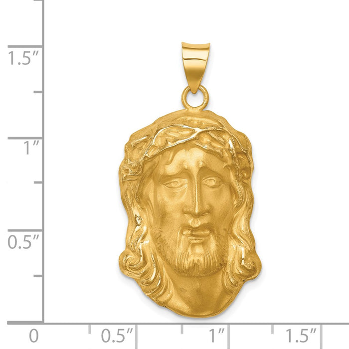 Million Charms 14K Yellow Gold Themed Hollow Polished/Satin Large Jesus Medal