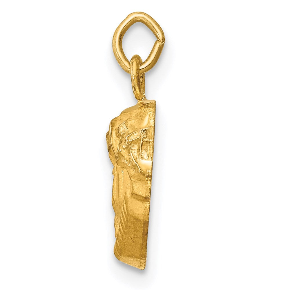 Million Charms 14K Yellow Gold Themed Hollow Polished/Satin Small Jesus Medal