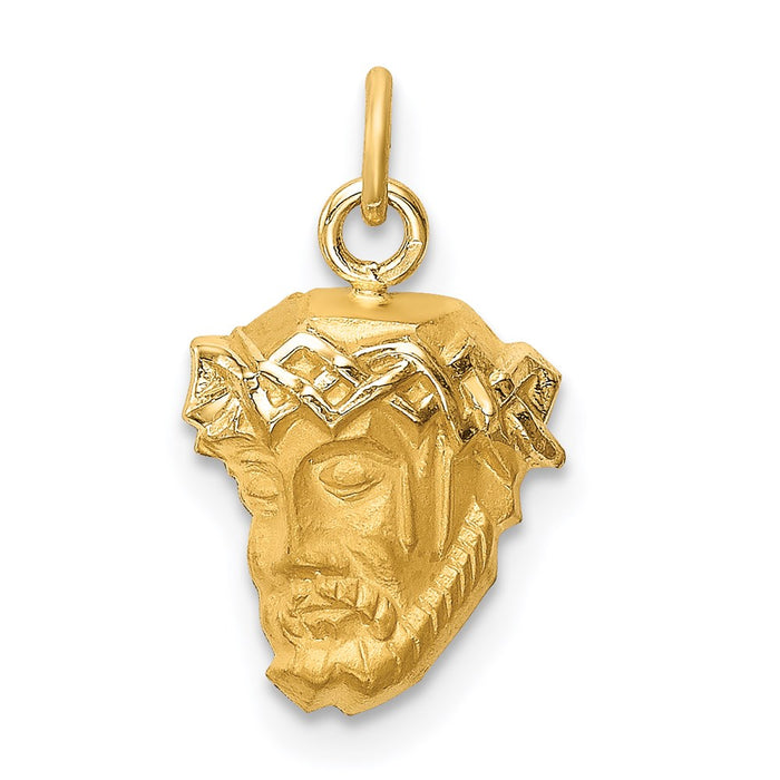 Million Charms 14K Yellow Gold Themed Hollow Polished/Satin Small Jesus Medal