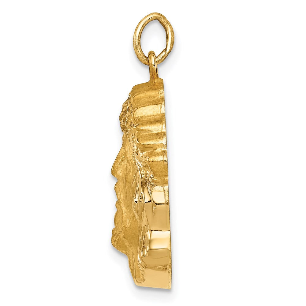 Million Charms 14K Yellow Gold Themed Hollow Polished/Satin Medium Jesus Medal