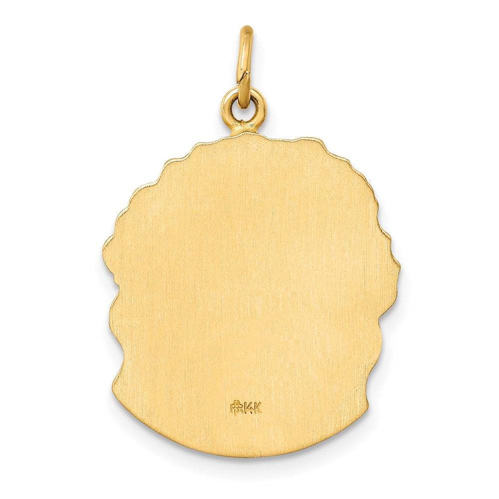 Million Charms 14K Yellow Gold Themed Hollow Polished/Satin Medium Jesus Medal