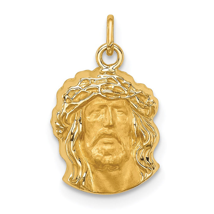 Million Charms 14K Yellow Gold Themed Hollow Polished/Satin Small Jesus Medal