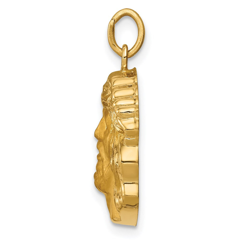 Million Charms 14K Yellow Gold Themed Hollow Polished/Satin Medium Jesus Medal