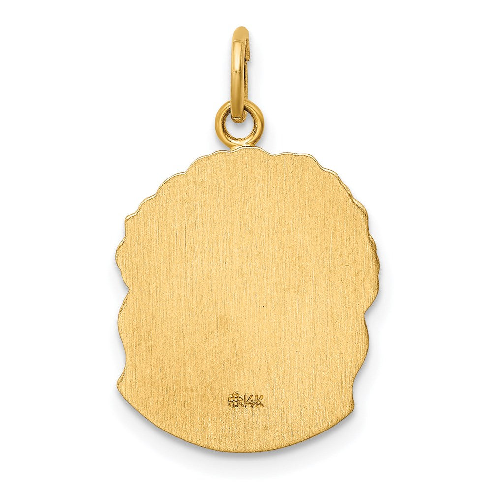 Million Charms 14K Yellow Gold Themed Hollow Polished/Satin Medium Jesus Medal