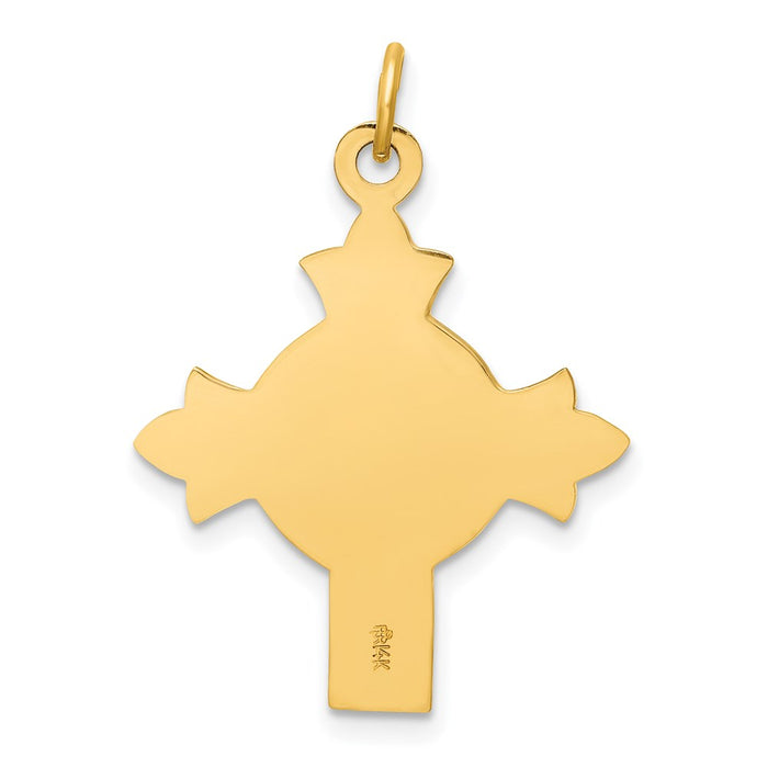 Million Charms 14K Yellow Gold Themed Hollow Polished/Satin Small Jesus Medal Cross