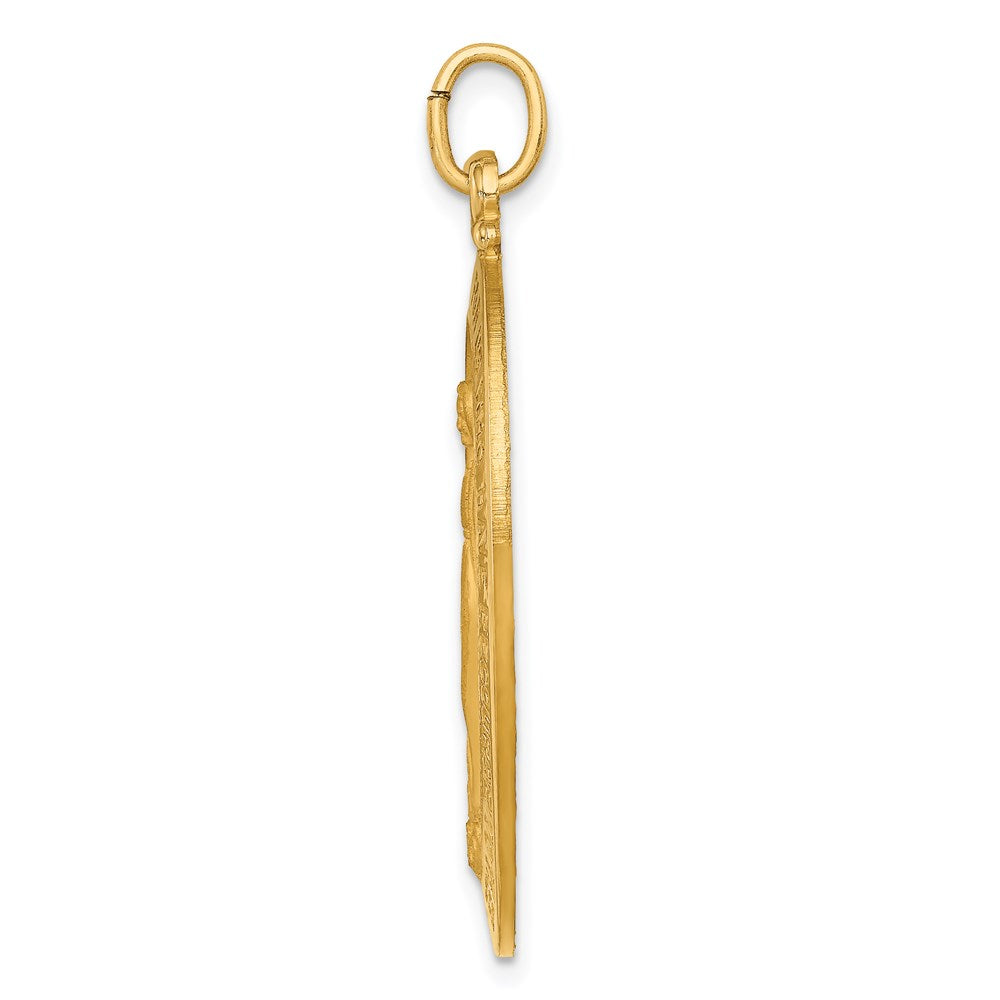 Million Charms 14K Yellow Gold Themed Solid Polished/Satin Large Oval Religious Miraculous Medal