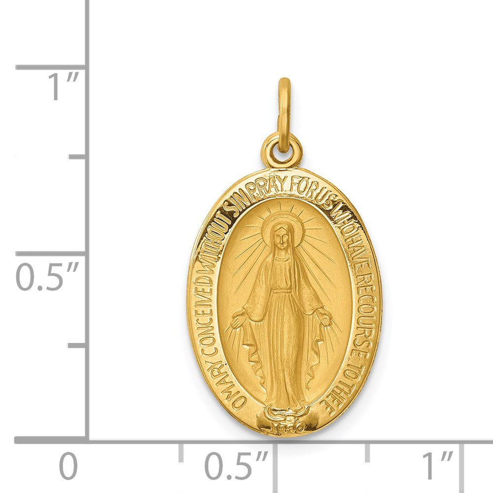 Million Charms 14K Yellow Gold Themed Solid Polished/Satin Oval Religious Miraculous Medal