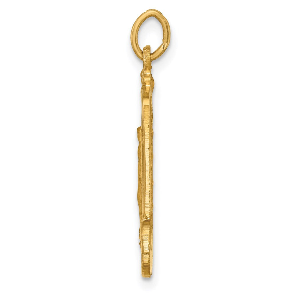 Million Charms 14K Yellow Gold Themed Solid Polished/Satin Large Rectangle Framed Religious Miraculous Medal