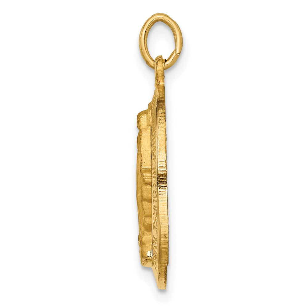 Million Charms 14K Yellow Gold Themed Solid Polished/Satin 3-D Oval Religious Miraculous Medal