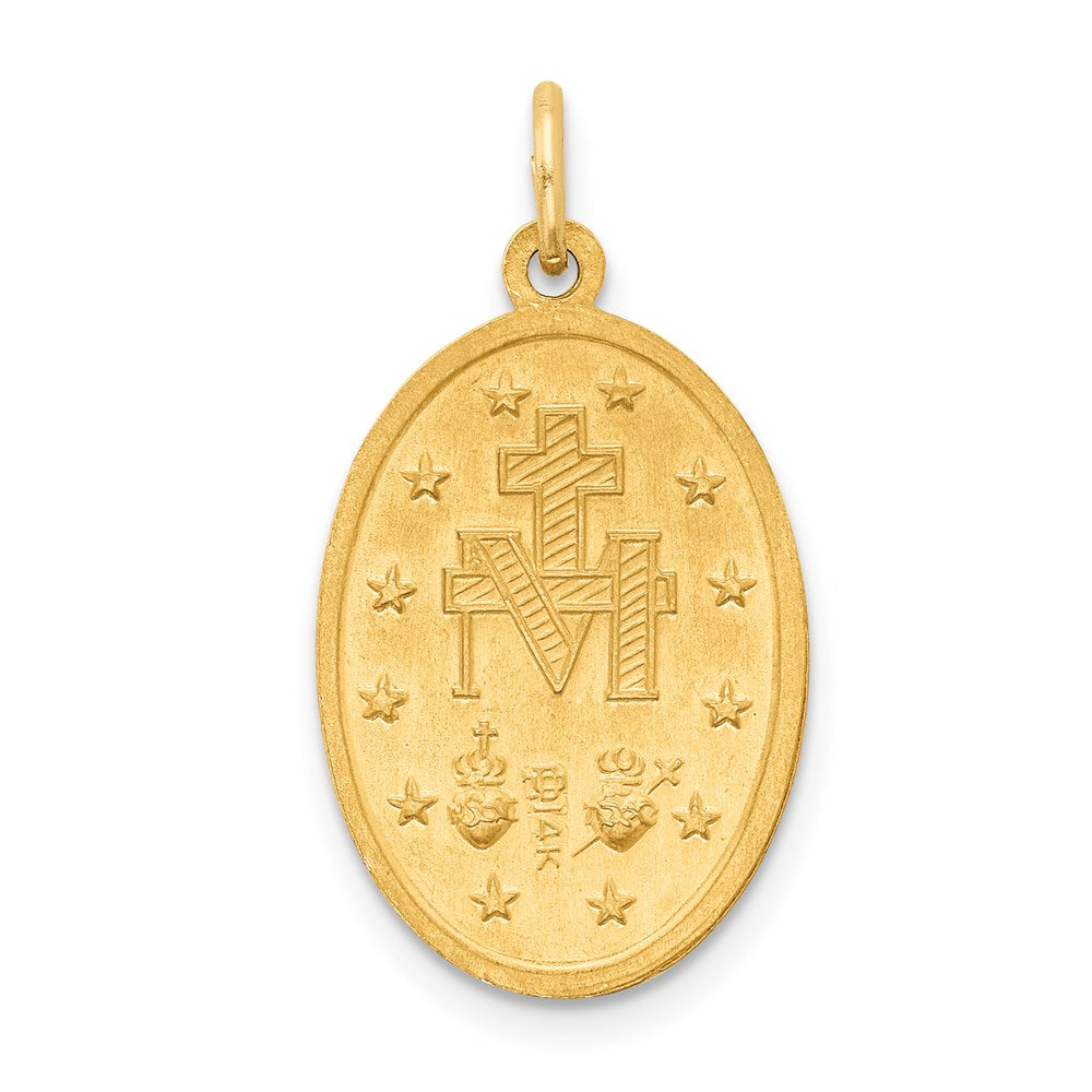 Million Charms 14K Yellow Gold Themed Solid Polished/Satin 3-D Oval Religious Miraculous Medal