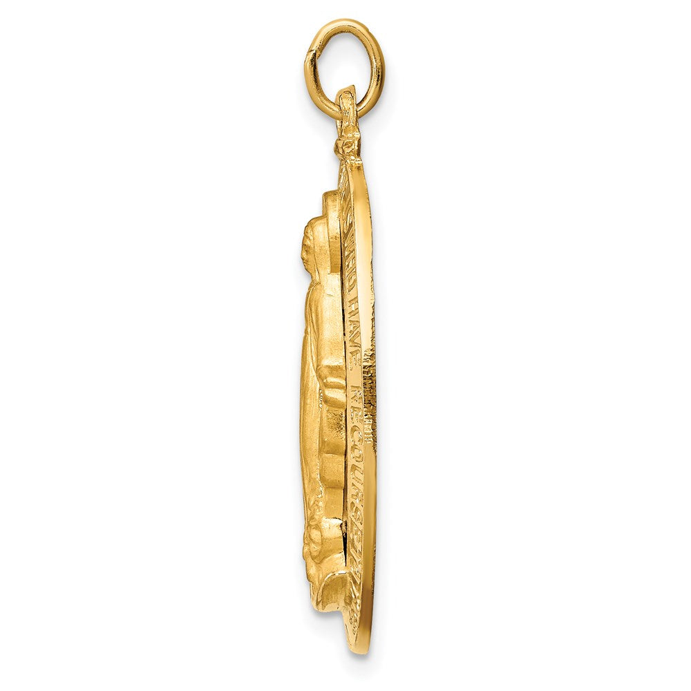 Million Charms 14K Yellow Gold Themed Solid Polished/Satin Large 3-D Oval Religious Miraculous Medal