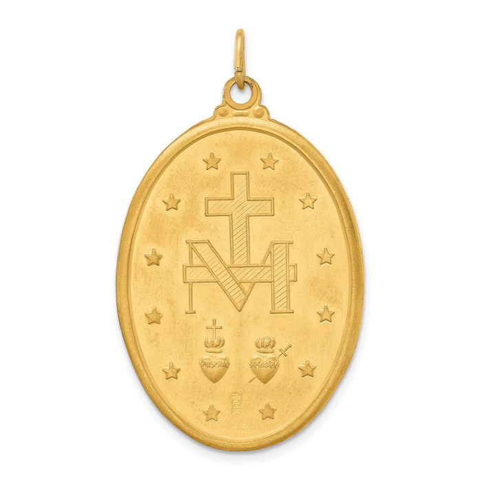 Million Charms 14K Yellow Gold Themed Solid Polished/Satin Extra Large Oval Religious Miraculous Medal